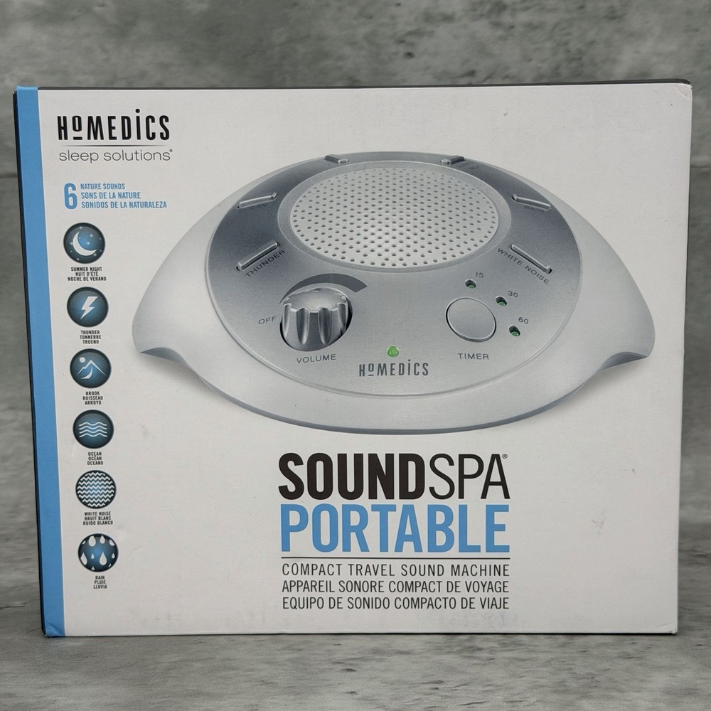 NEW Homedics Sound Spa Portable White Noise Sound Machine Sound Therapy 6 Modes
